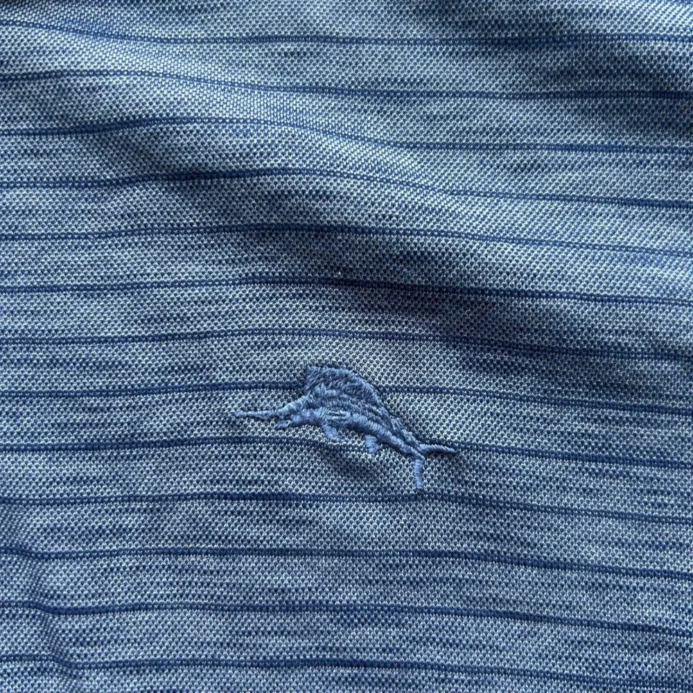 Tommy Bahama Polo Shirt Mens XL Blue Striped Short Sleeve Preppy‎ Golf Resort